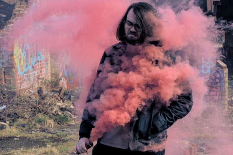 Alex with a smoke grenade